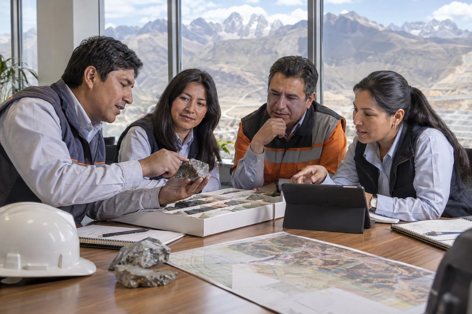 Foto referencial: productores y socios comerciales coordinando oportunidades mineras